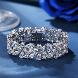 스털링 실버 925/18k/14k/10k 5a Cz/Real Diamond Bracelet