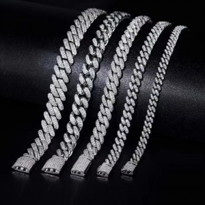 Moissanite Stone Cuban 팔찌와 함께 S925를 배송 준비 준비 Tuochen Jewelry