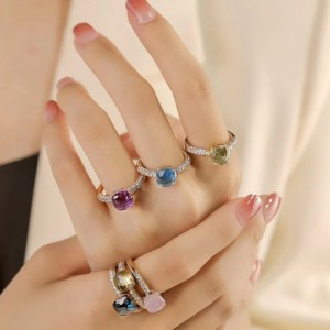 18k/14k/10k/9k 골드 자연 컬러 스톤 링